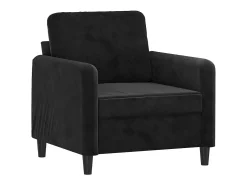 Sillón con reposapiés Terciopelo Negro 60 cm