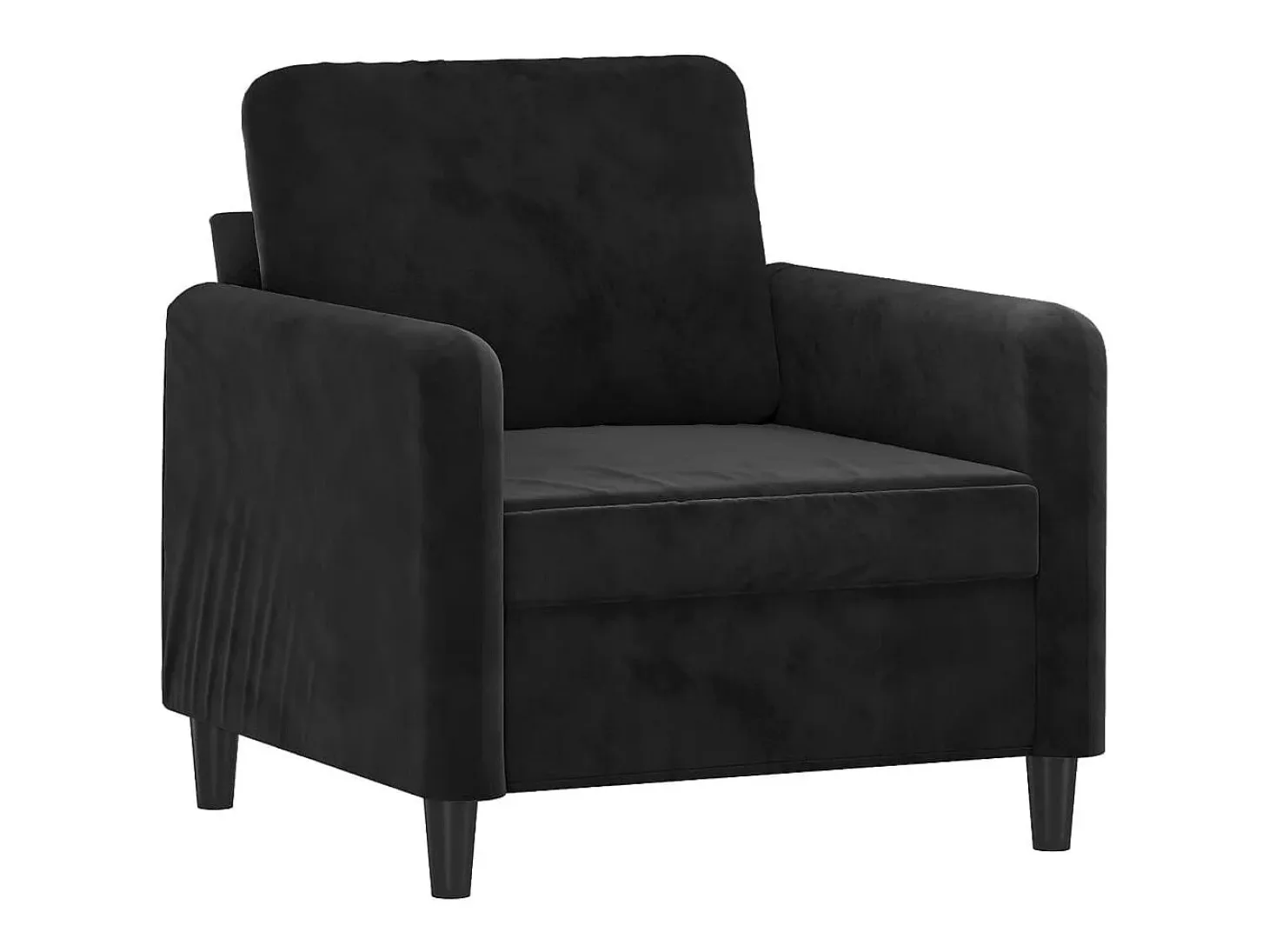 Sillón con reposapiés Terciopelo Negro 60 cm