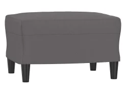 Sillón con taburete cuero sintético gris 60 cm