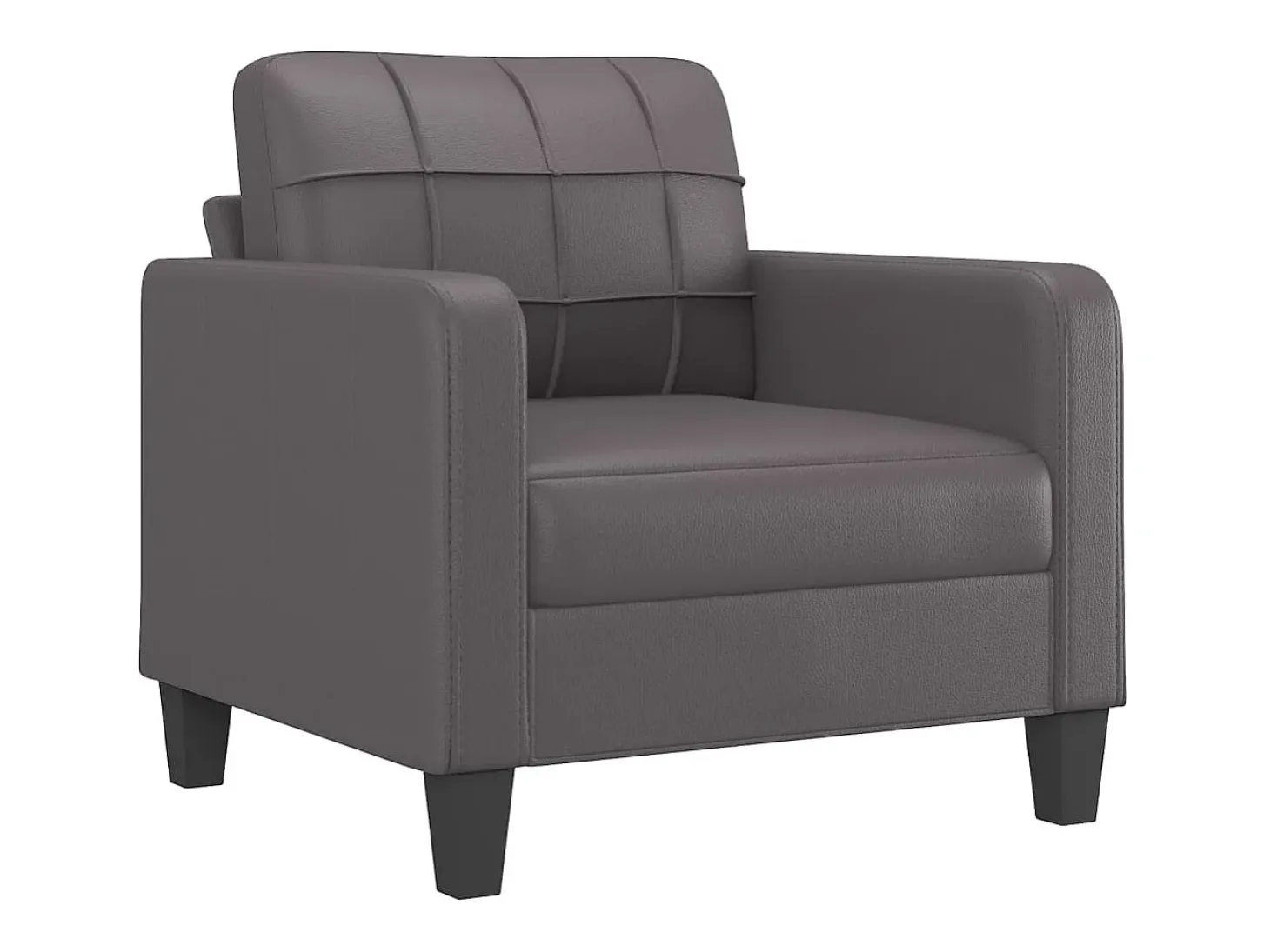 Sillón con taburete cuero sintético gris 60 cm