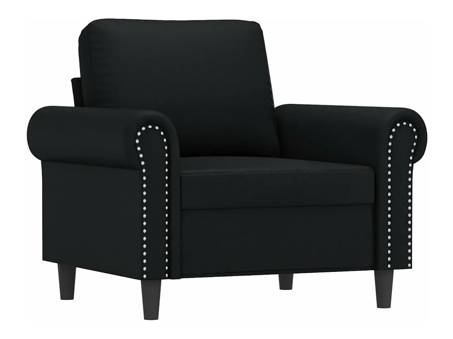 Sillón con taburete cuero sintético negro 60 cm