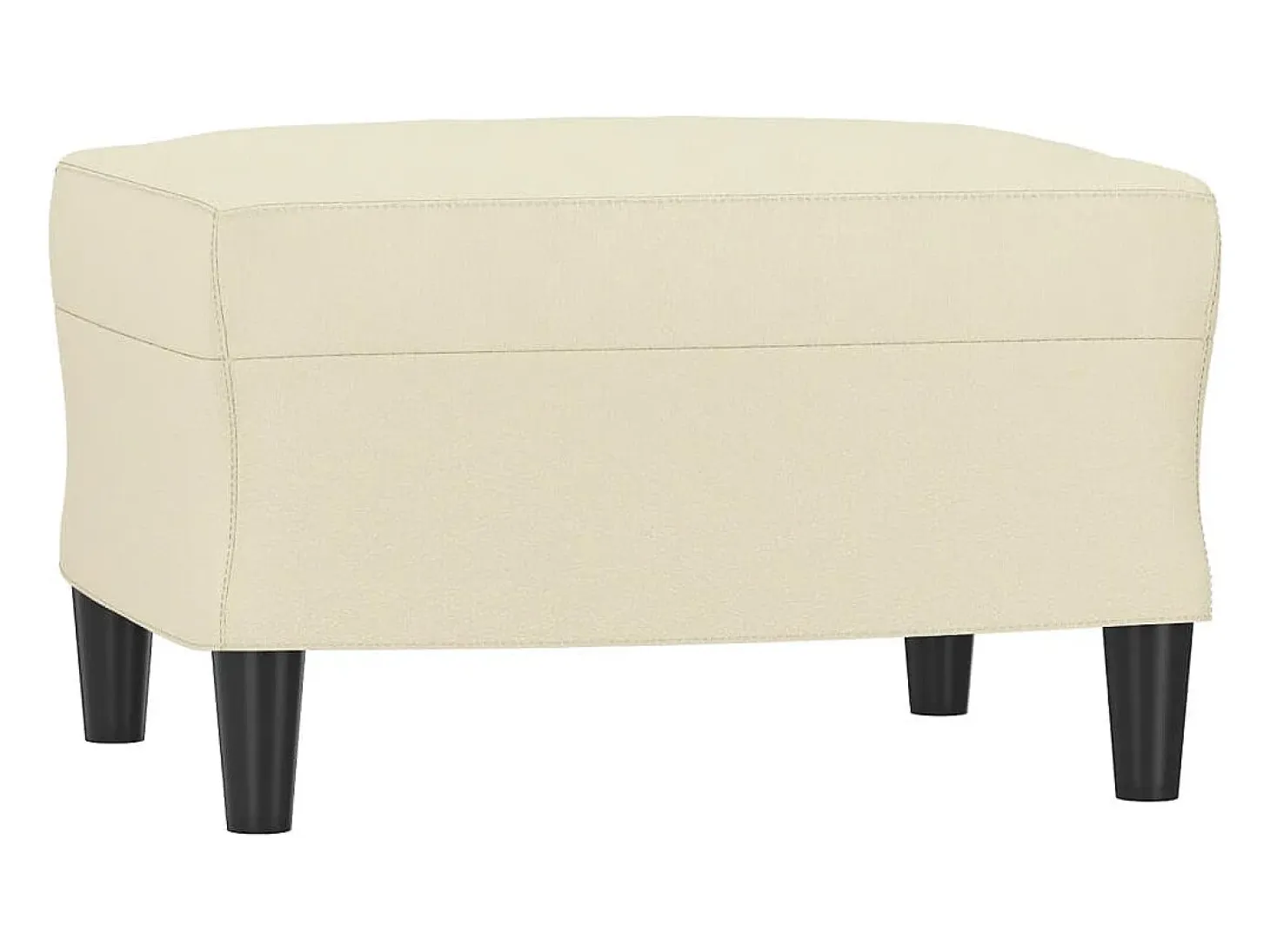 Sillón con taburete cuero sintético color crema 60 cm