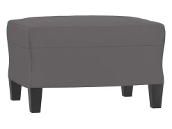 Sillón con taburete cuero sintético gris 60 cm