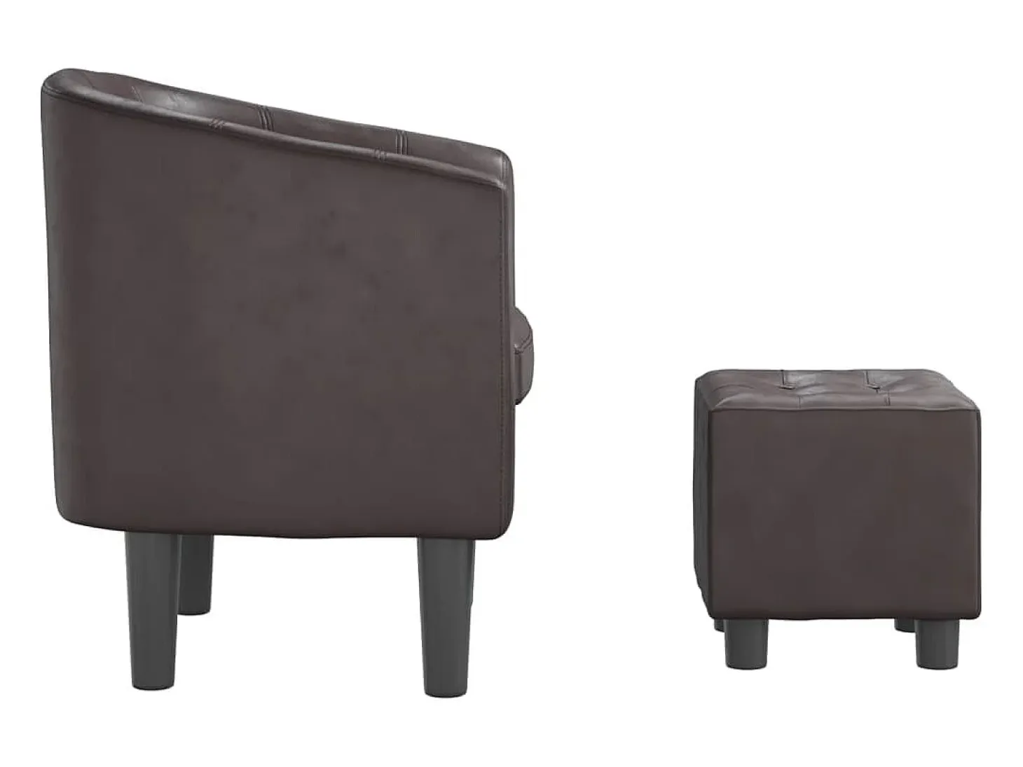 Sillón con taburete cuero sintético marrón