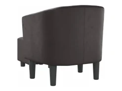 Sillón con taburete cuero sintético marrón