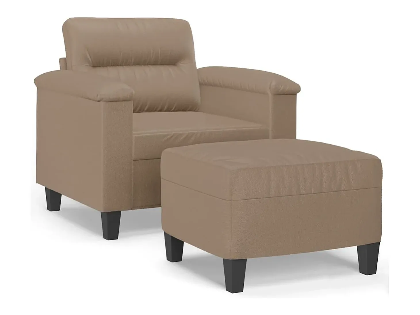 Sillón con taburete cuero sintético color capuchino 60 cm