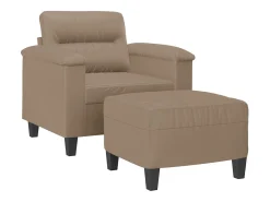 Sillón con taburete cuero sintético color capuchino 60 cm