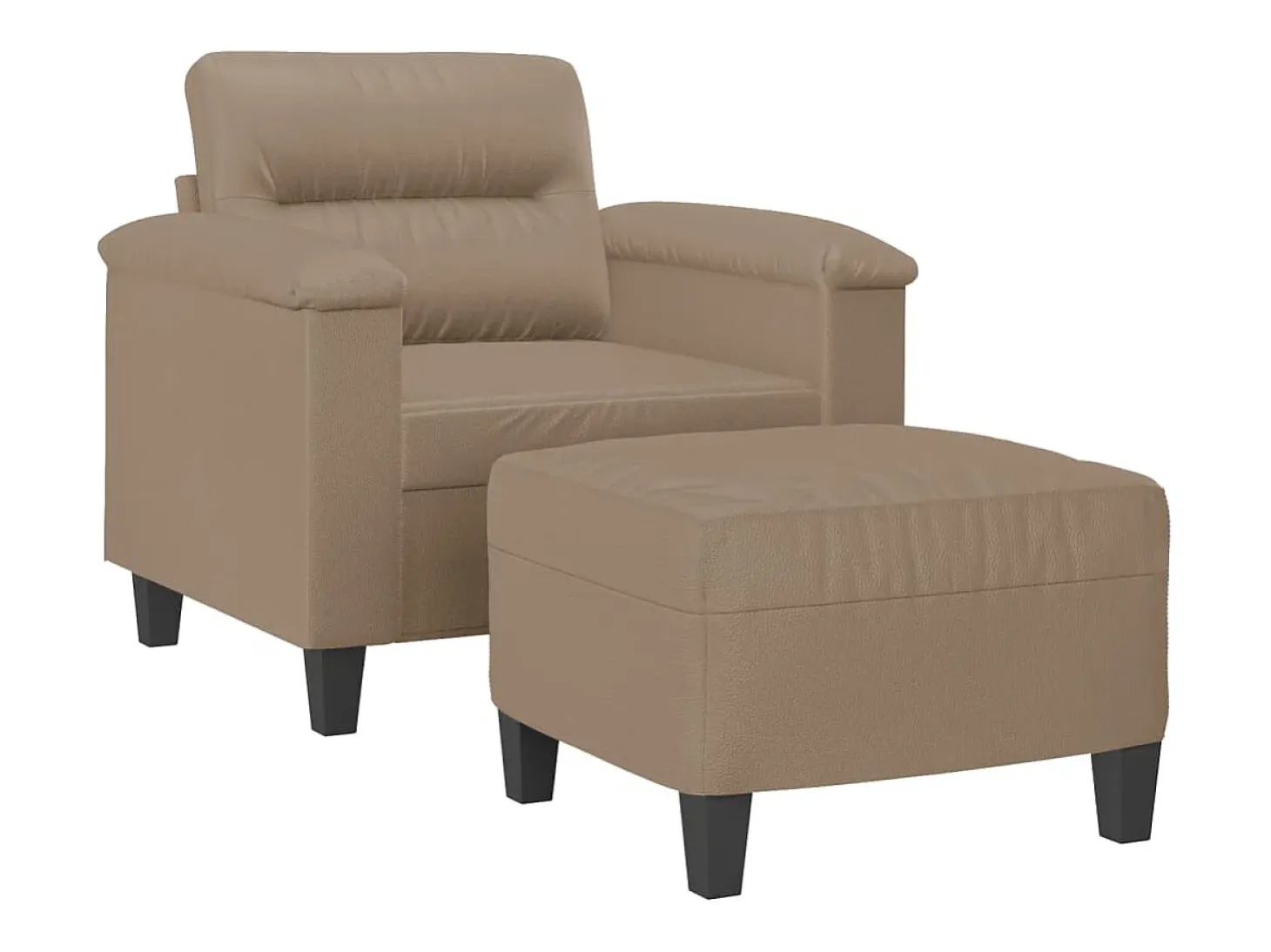 Sillón con taburete cuero sintético color capuchino 60 cm