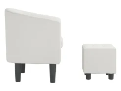 Sillón con taburete cuero sintético blanco
