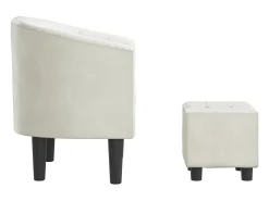 Sillón con taburete cuero sintético blanco