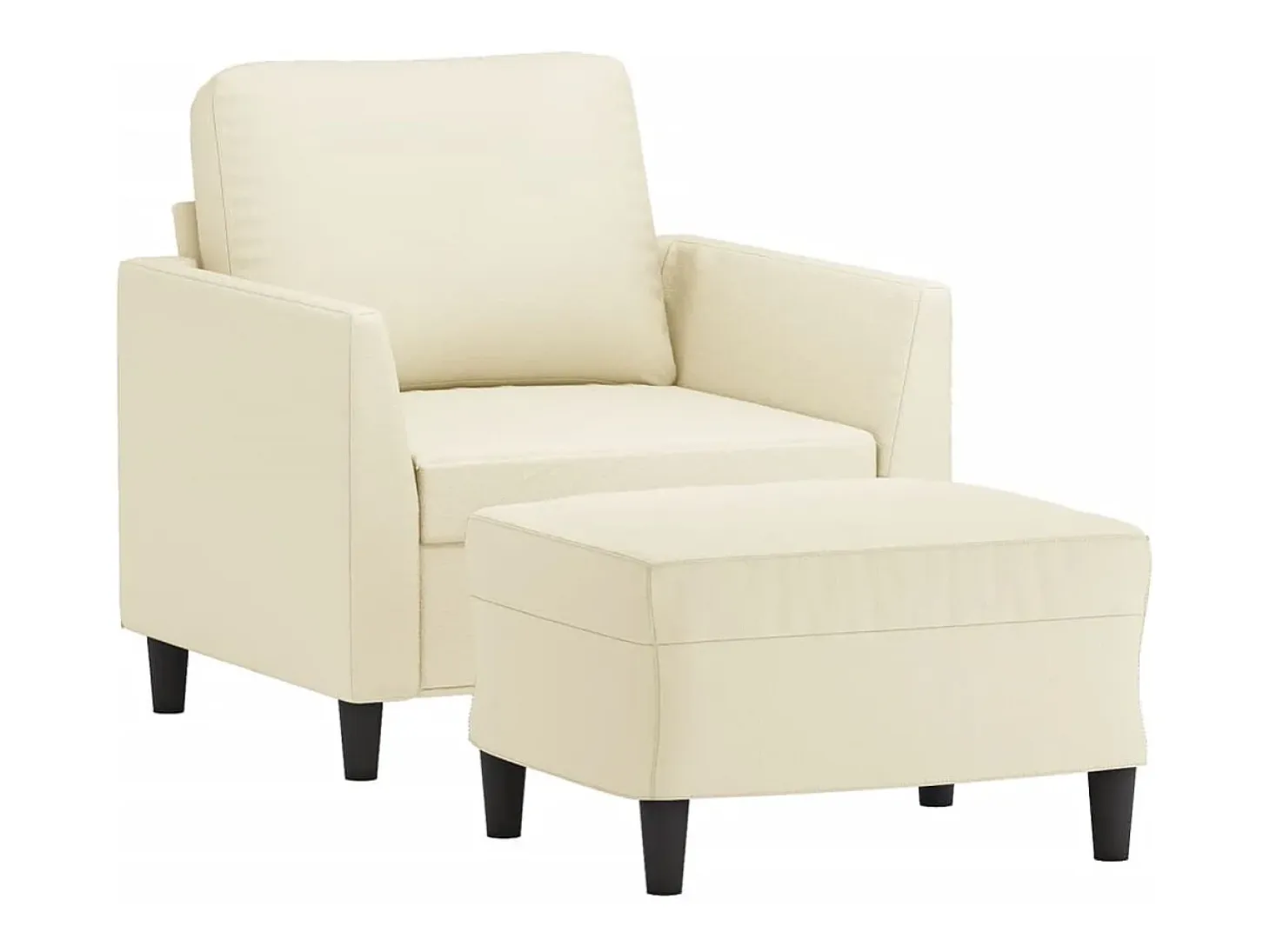 Sillón con taburete cuero sintético color crema 60 cm