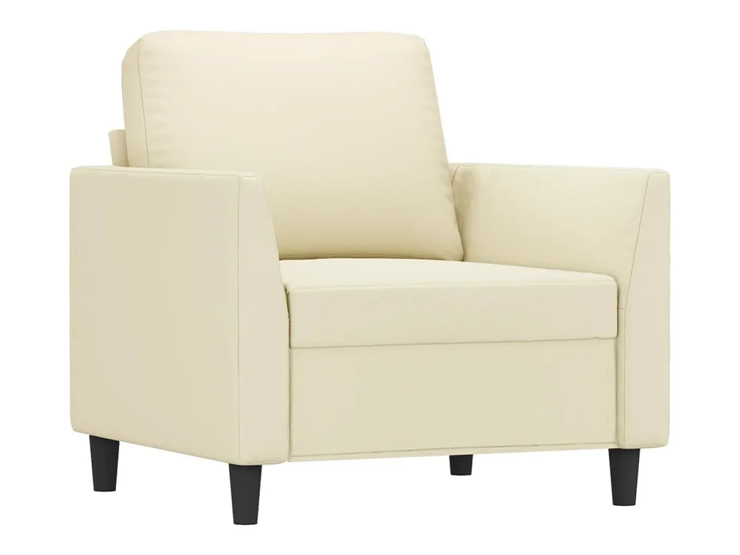 Sillón con taburete cuero sintético color crema 60 cm
