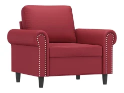 Sillón con taburete cuero sintético rojo tinto 60 cm
