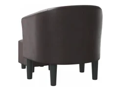 Sillón con taburete cuero sintético marrón