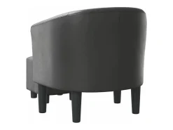 Sillón con taburete cuero sintético gris