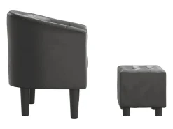 Sillón con taburete cuero sintético gris