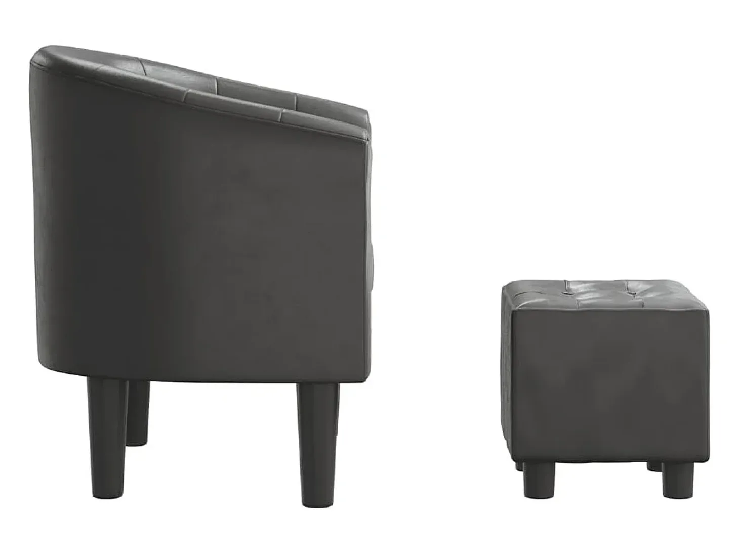Sillón con taburete cuero sintético gris