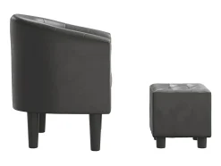 Sillón con taburete cuero sintético gris ES46698