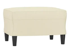 Sillón con taburete cuero sintético color crema 60 cm