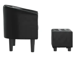 Sillón con taburete cuero sintético negro