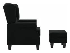 Sillón con taburete reposapiés de tela negro