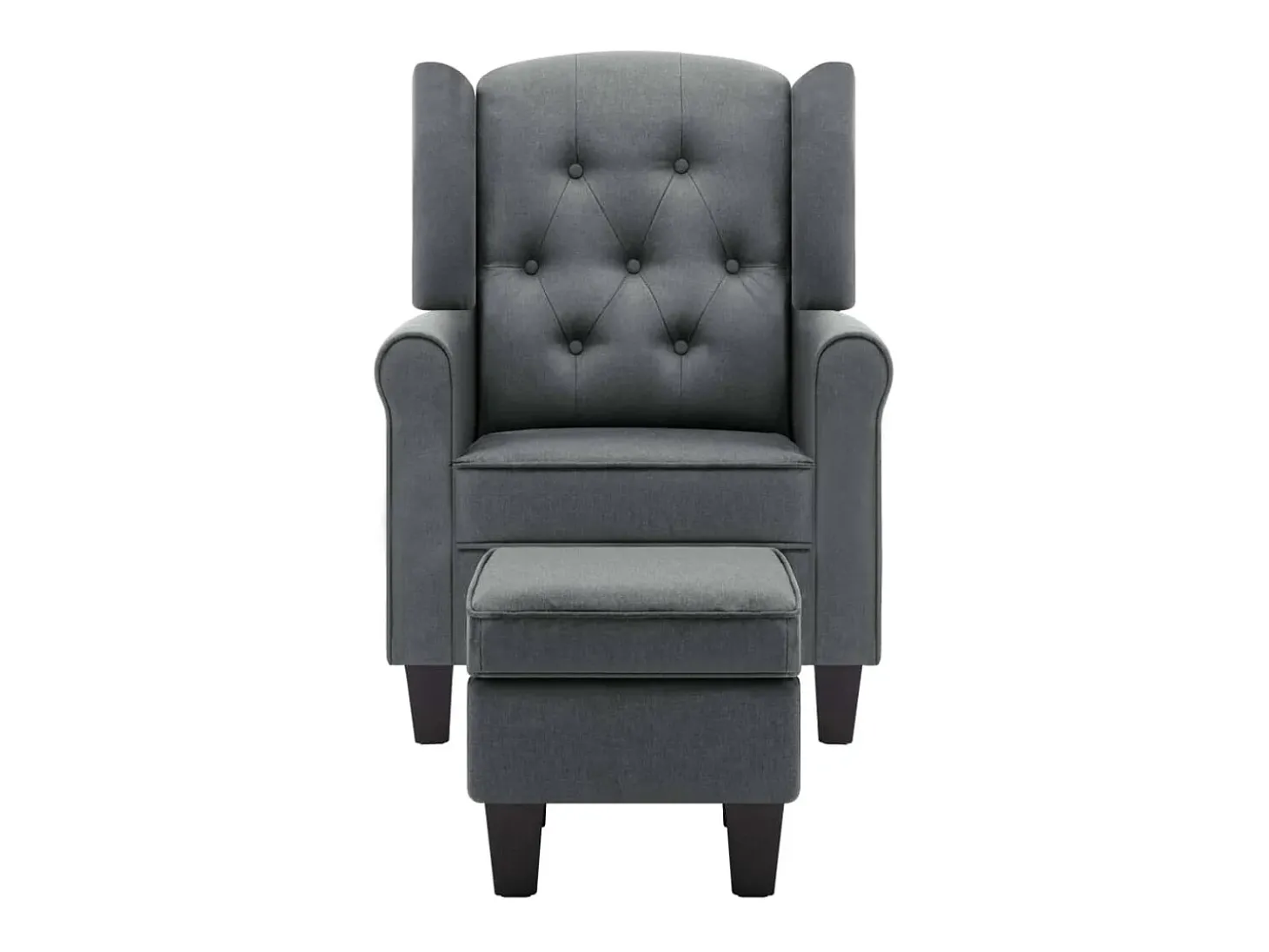 Sillón con taburete reposapiés tela gris claro