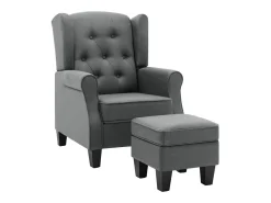 Sillón con taburete reposapiés tela gris claro