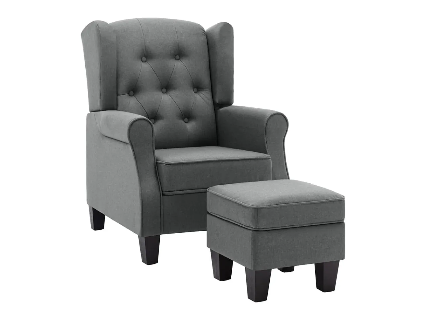 Sillón con taburete reposapiés tela gris claro