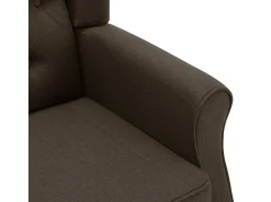 Sillón con taburete reposapiés de tela marrón