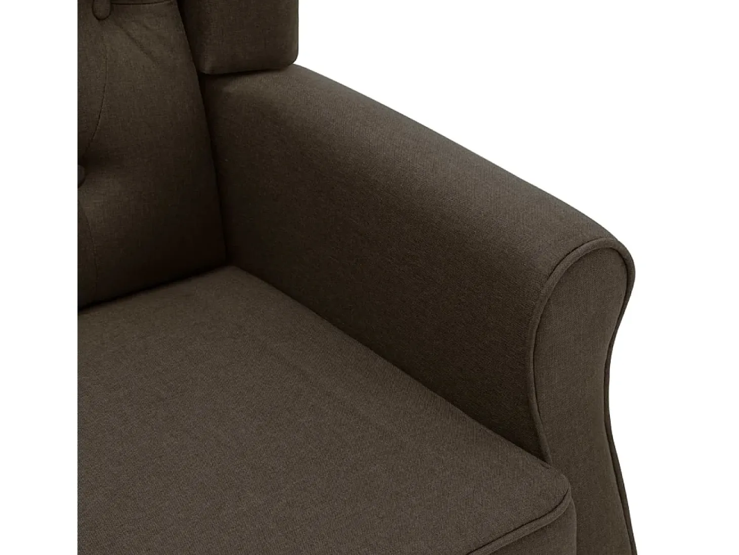 Sillón con taburete reposapiés de tela marrón