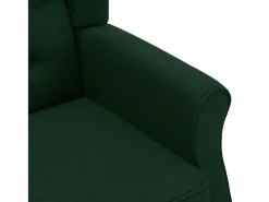 Sillón con taburete reposapiés tela verde oscuro