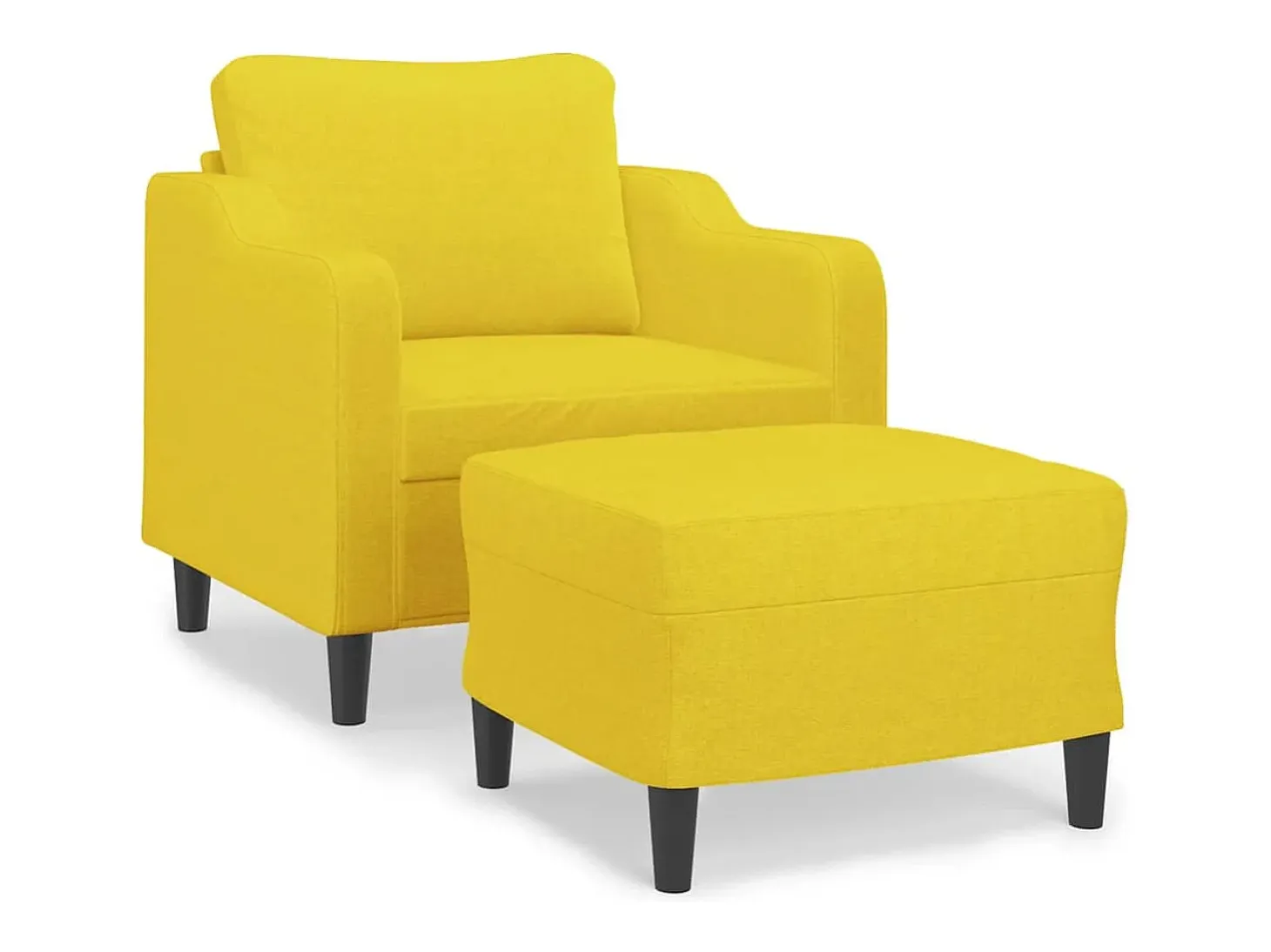 Sillón con taburete tela amarillo claro 60 cm