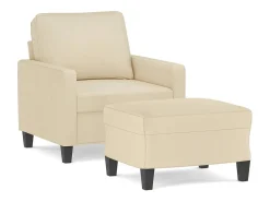 Sillón con taburete tela crema 60 cm