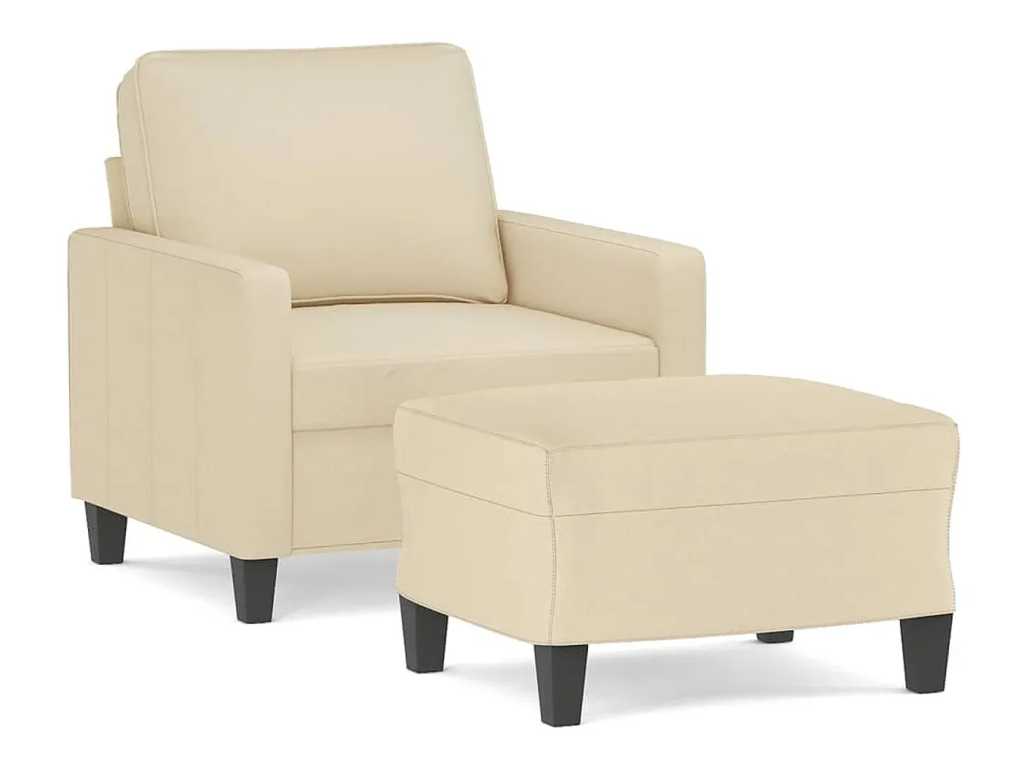 Sillón con taburete tela crema 60 cm