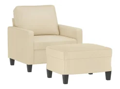 Sillón con taburete tela crema 60 cm