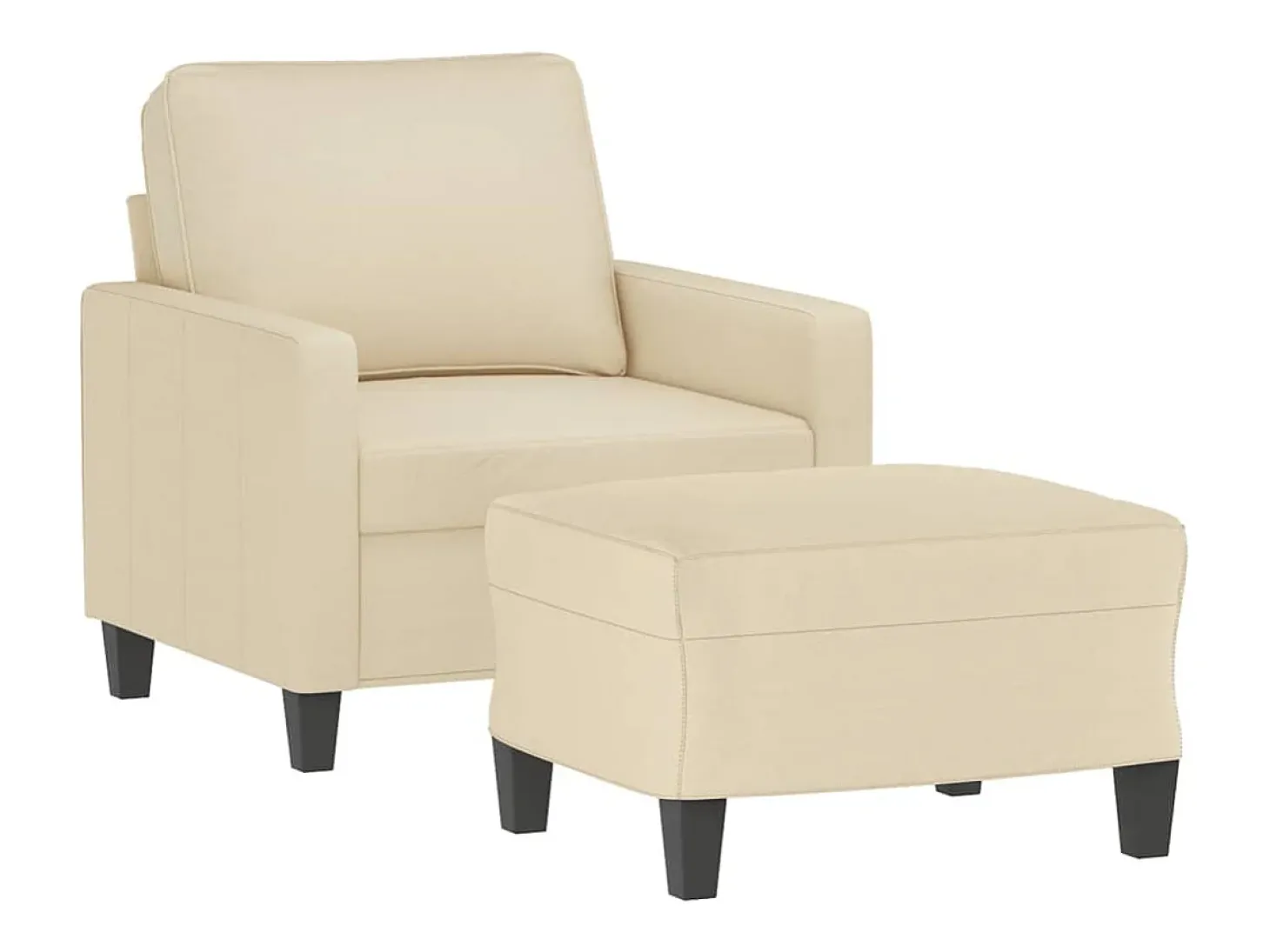 Sillón con taburete tela crema 60 cm