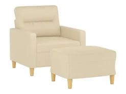 Sillón con taburete tela crema 60 cm