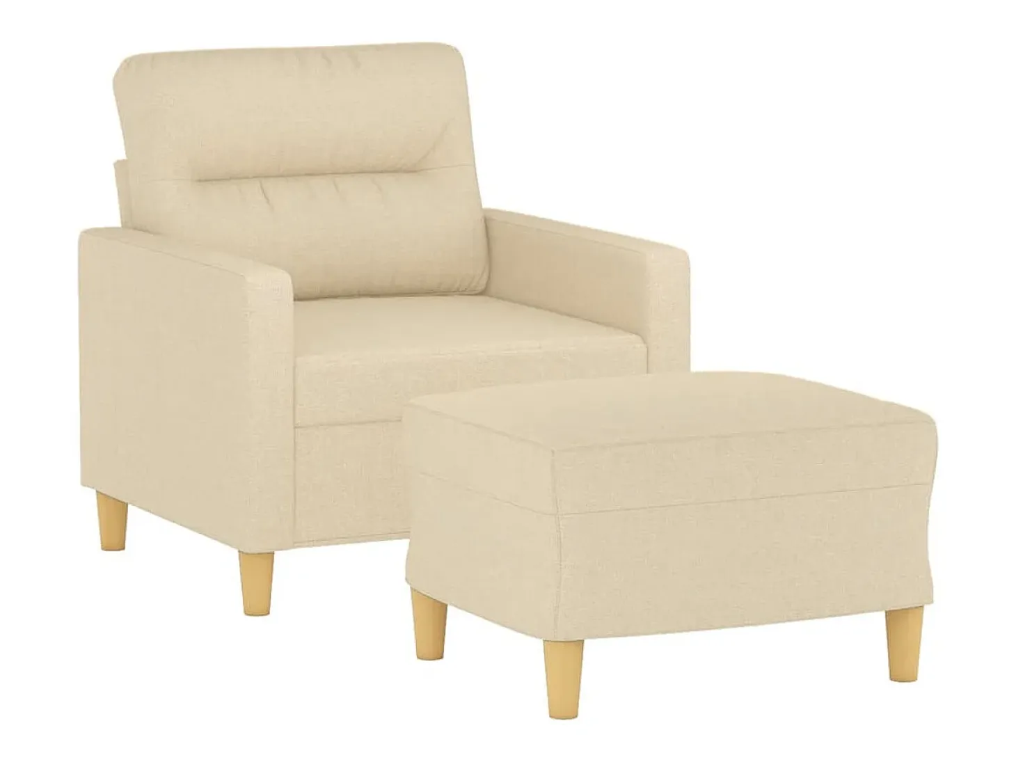 Sillón con taburete tela crema 60 cm