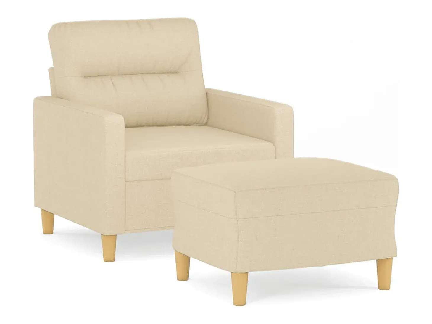Sillón con taburete tela crema 60 cm