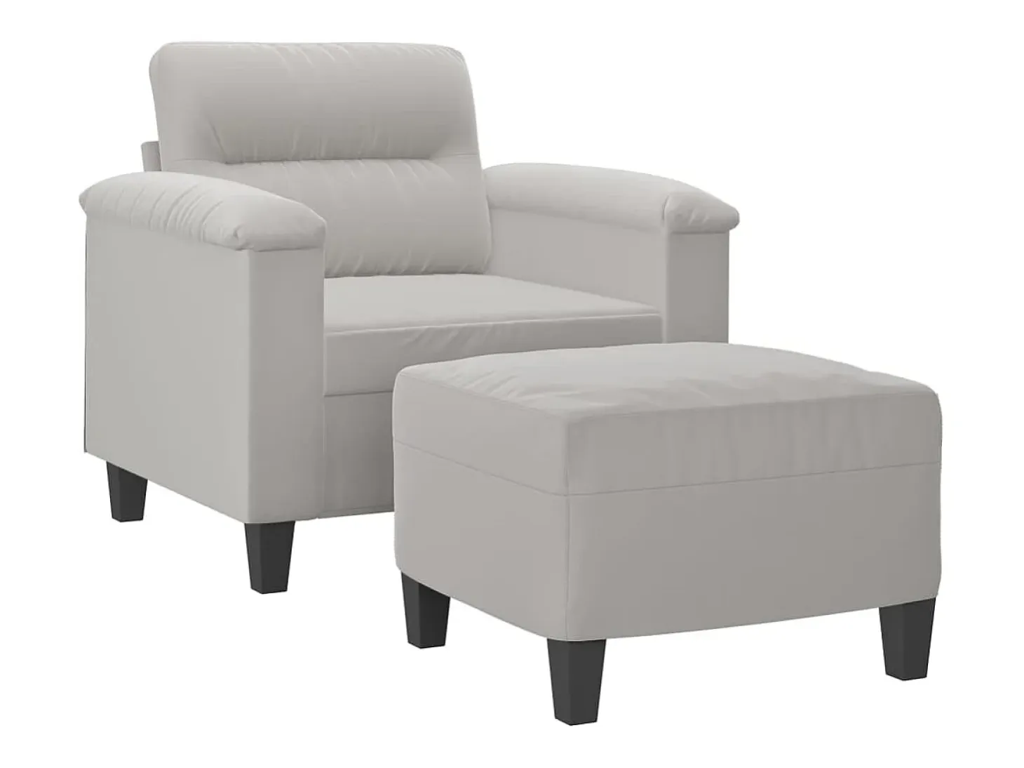 Sillón con taburete tela de microfibra gris claro 60 cm