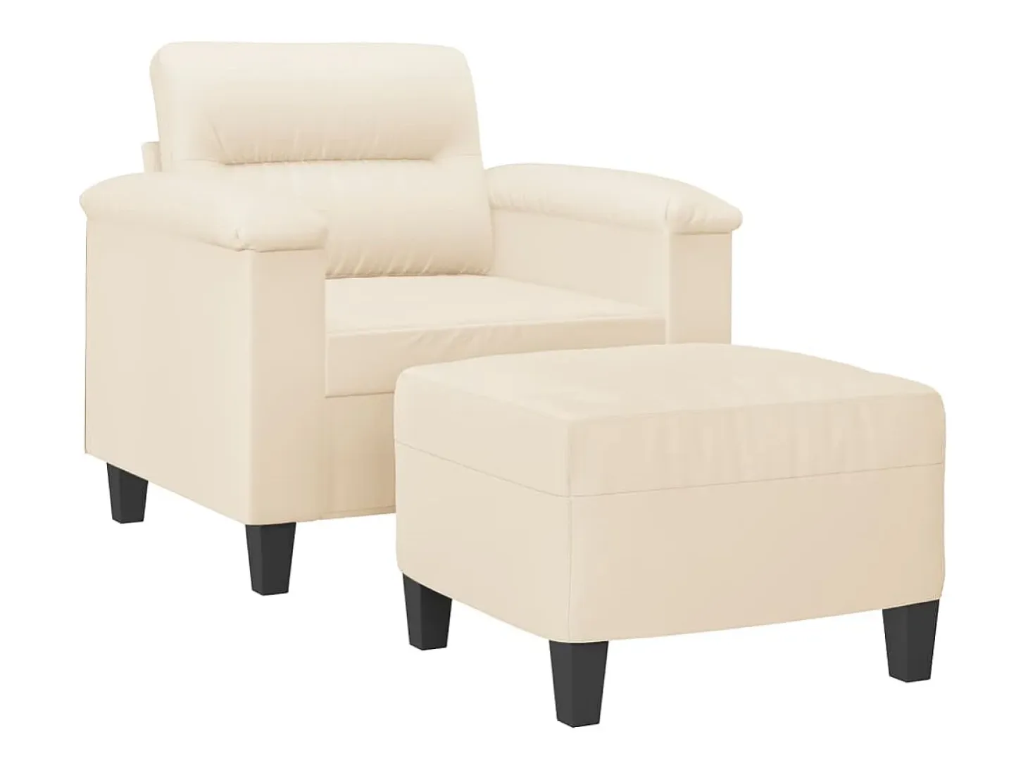 Sillón con taburete tela de microfibra beige 60 cm