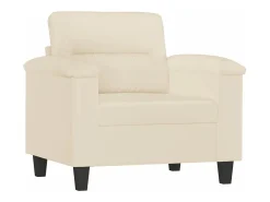 Sillón con taburete tela de microfibra beige 60 cm