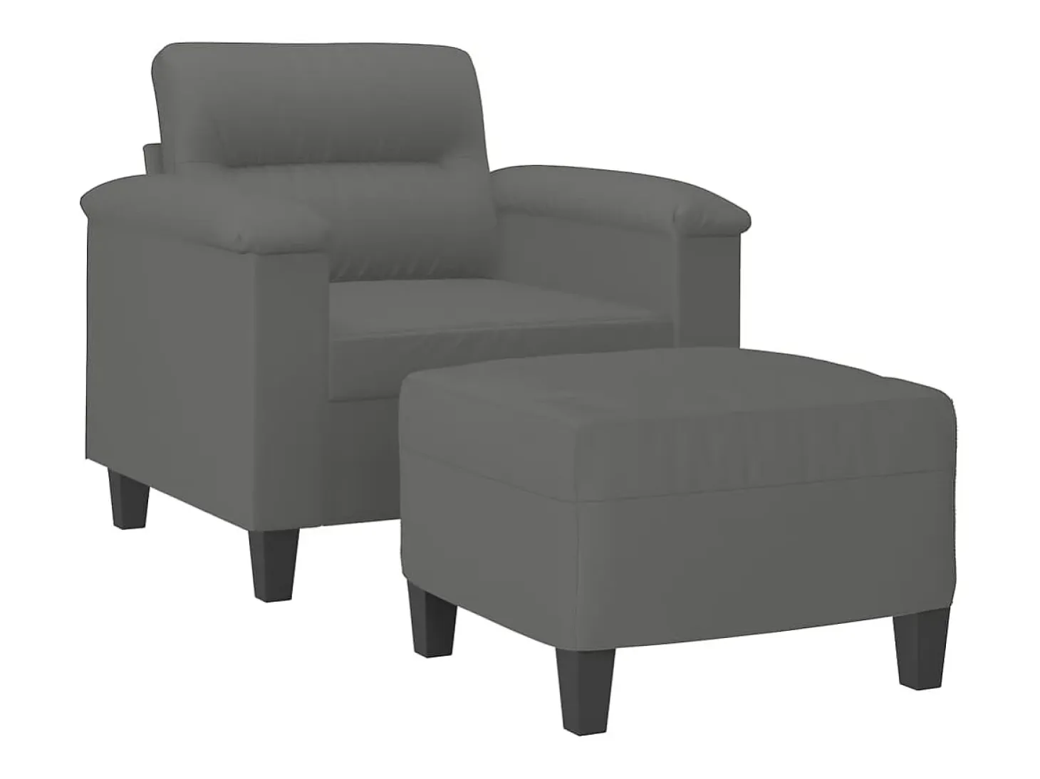 Sillón con taburete tela de microfibra gris oscuro 60 cm