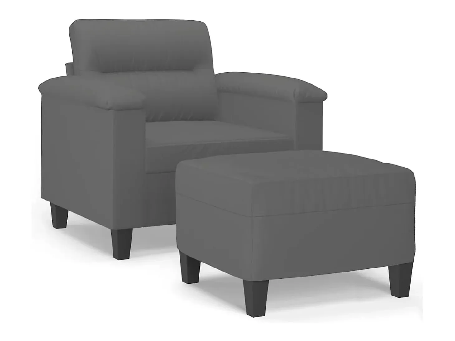 Sillón con taburete tela de microfibra gris oscuro 60 cm