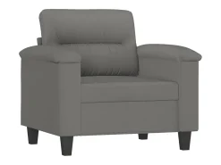 Sillón con taburete tela de microfibra gris oscuro 60 cm