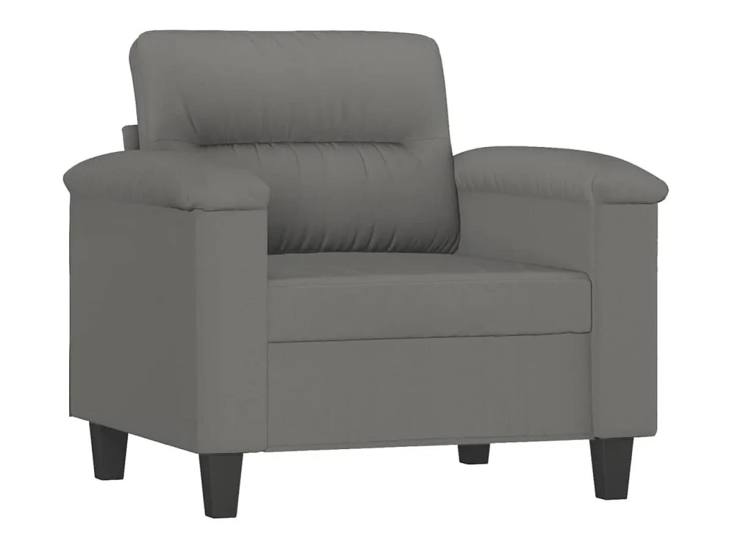 Sillón con taburete tela de microfibra gris oscuro 60 cm