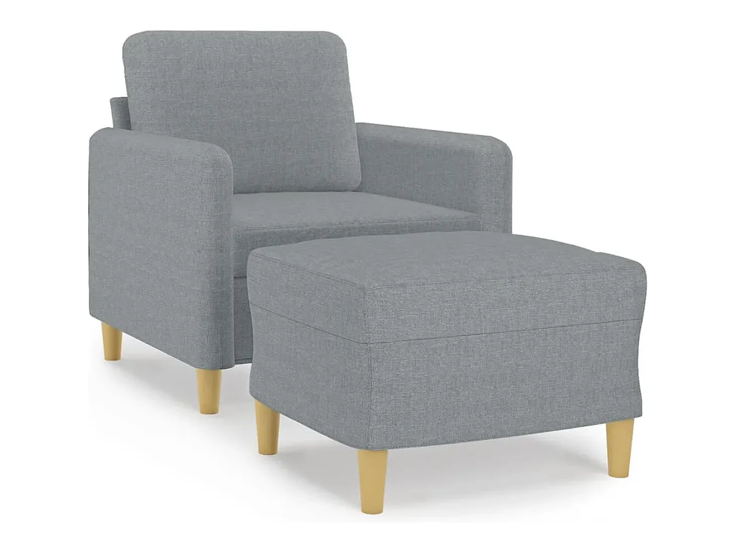 Sillón con taburete tela gris claro 60 cm