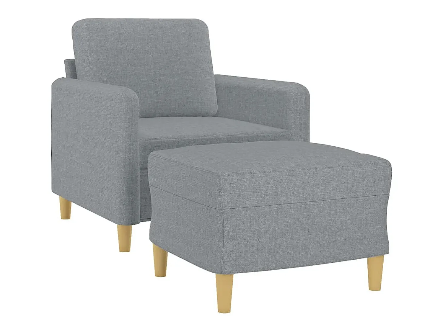 Sillón con taburete tela gris claro 60 cm