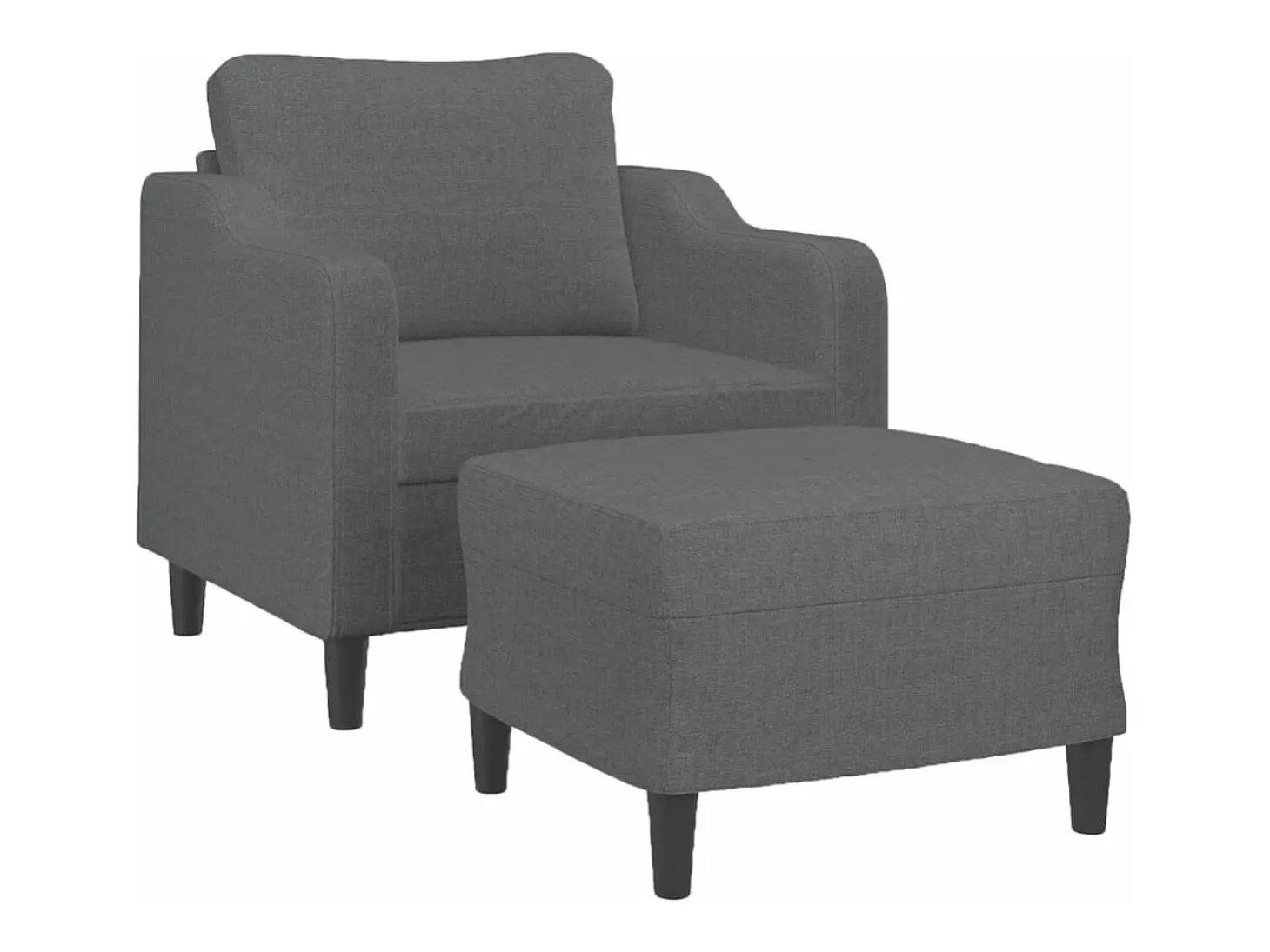 Sillón con taburete tela gris oscuro 60 cm