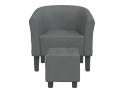 Sillón con taburete tela gris oscuro